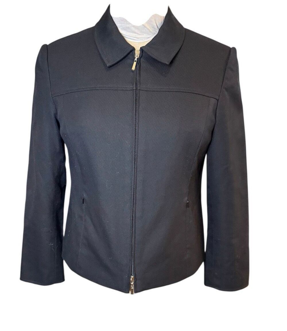 Talbots Full Zip Tailored Career Jacket Black Sz. 8 Professional Workwear